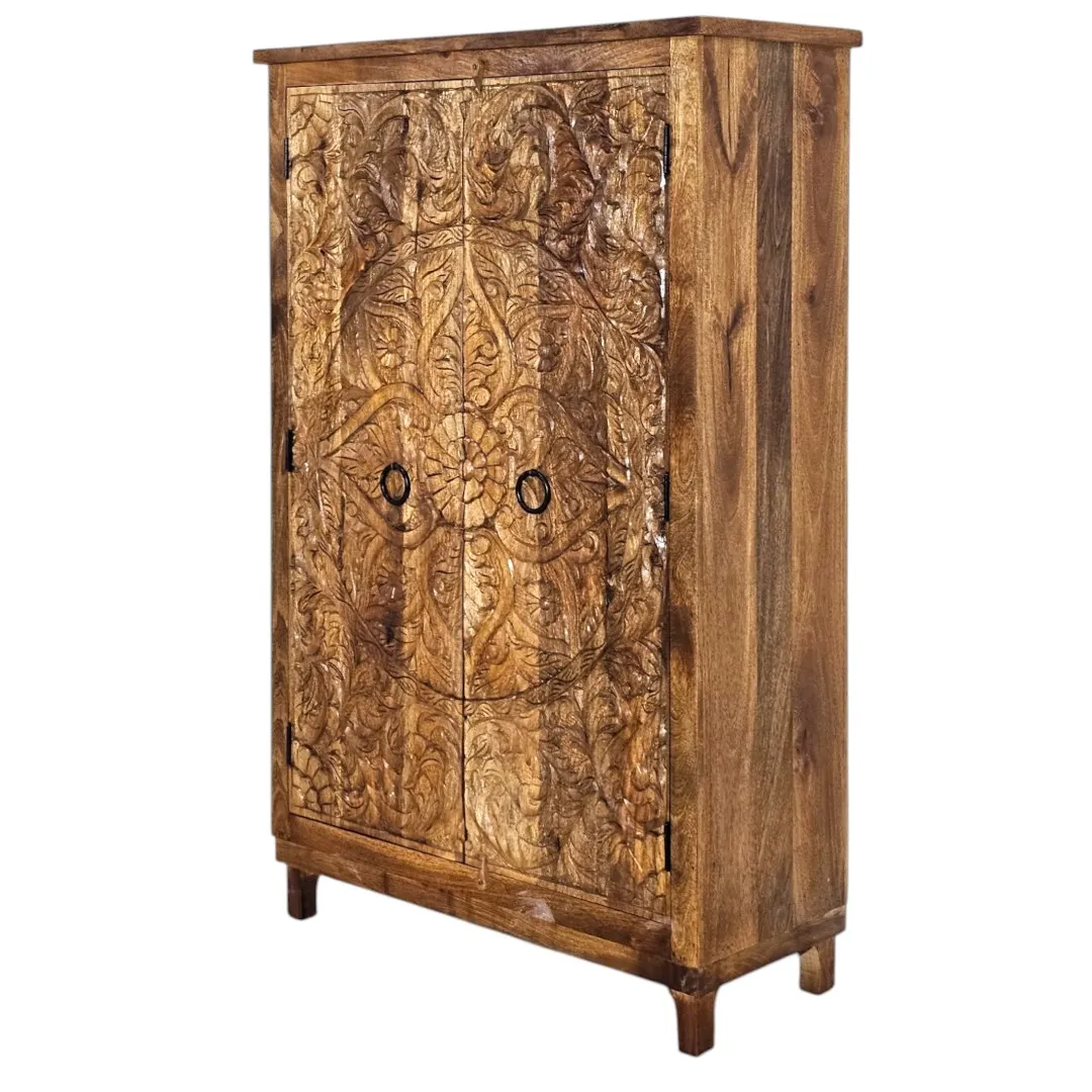 Malika Hand-Carved Persian Floral Cabinet