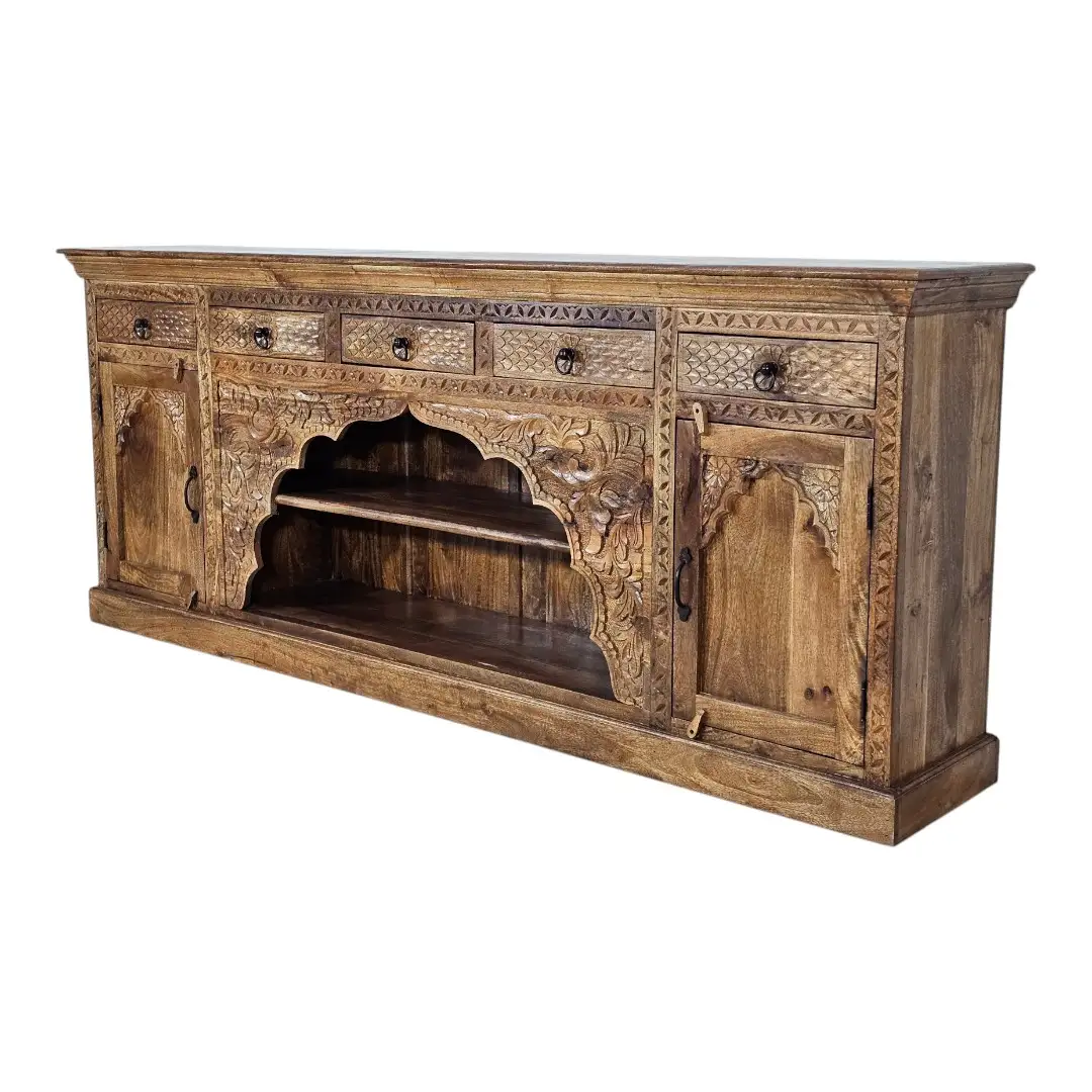 The Agra Mughal Carved Mango Wood Credenza