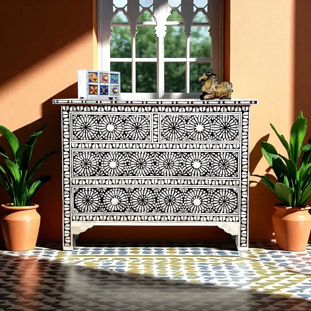 Mandala Artistry Bone Inlay Sideboard