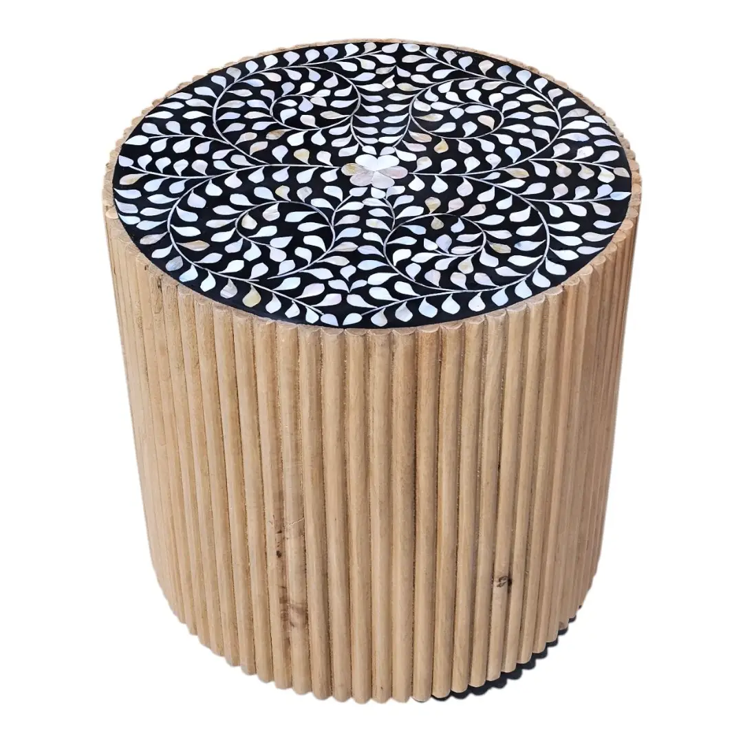 The Aziza Mother of Pearl Fluted Side Table