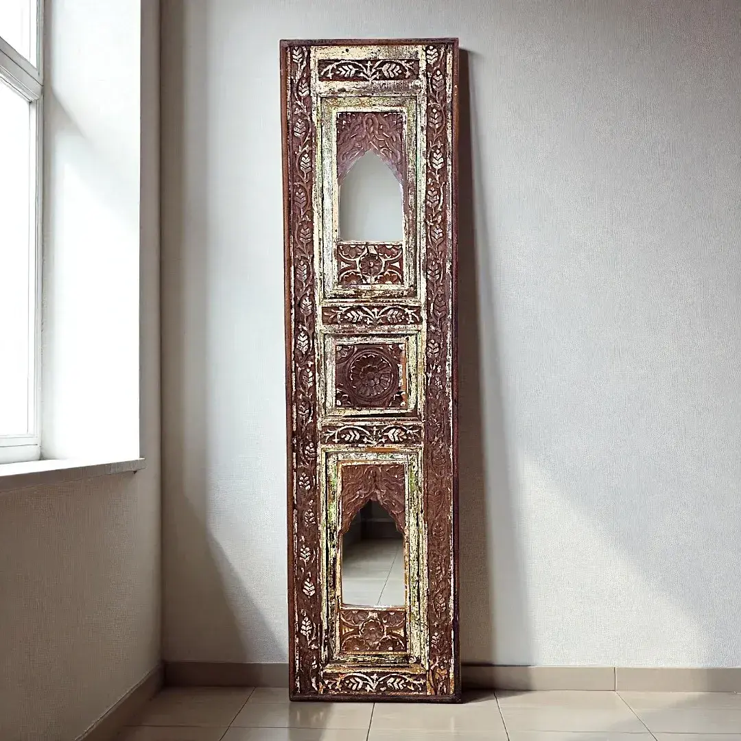 Hand-Carved Heritage Arch Panel Mirror