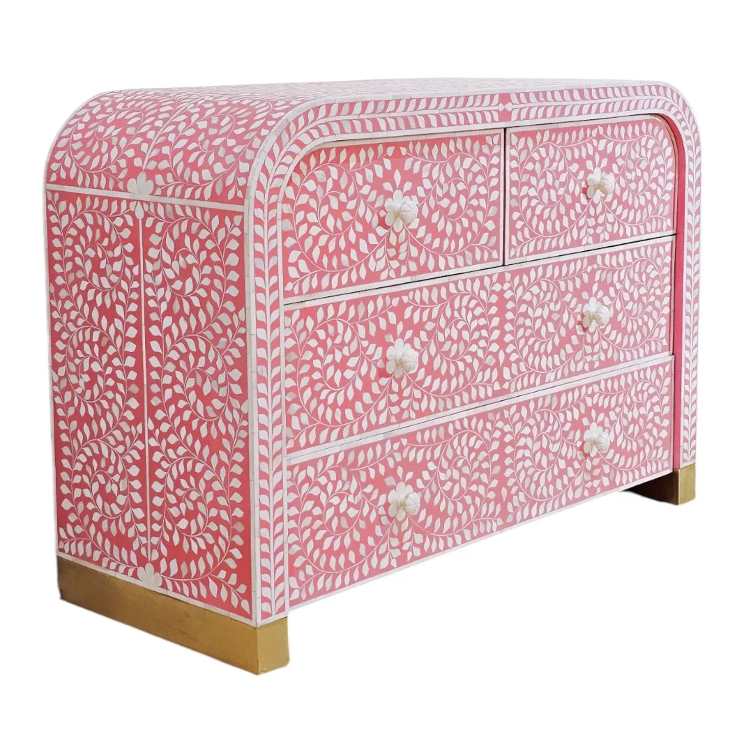 Al-Amira Floral Bone & Brass Inlay Chest