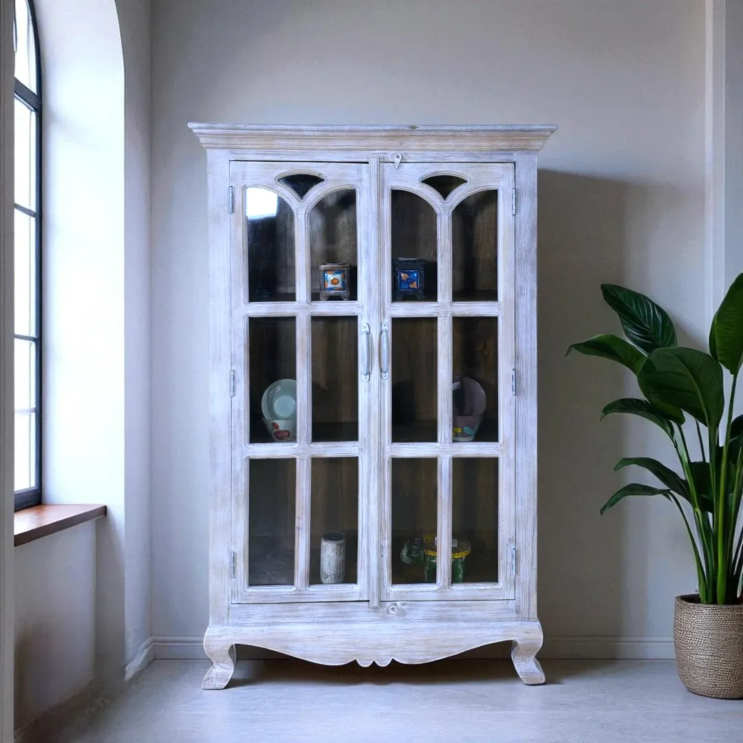 Rustic Gothic Glass Display Cabinet