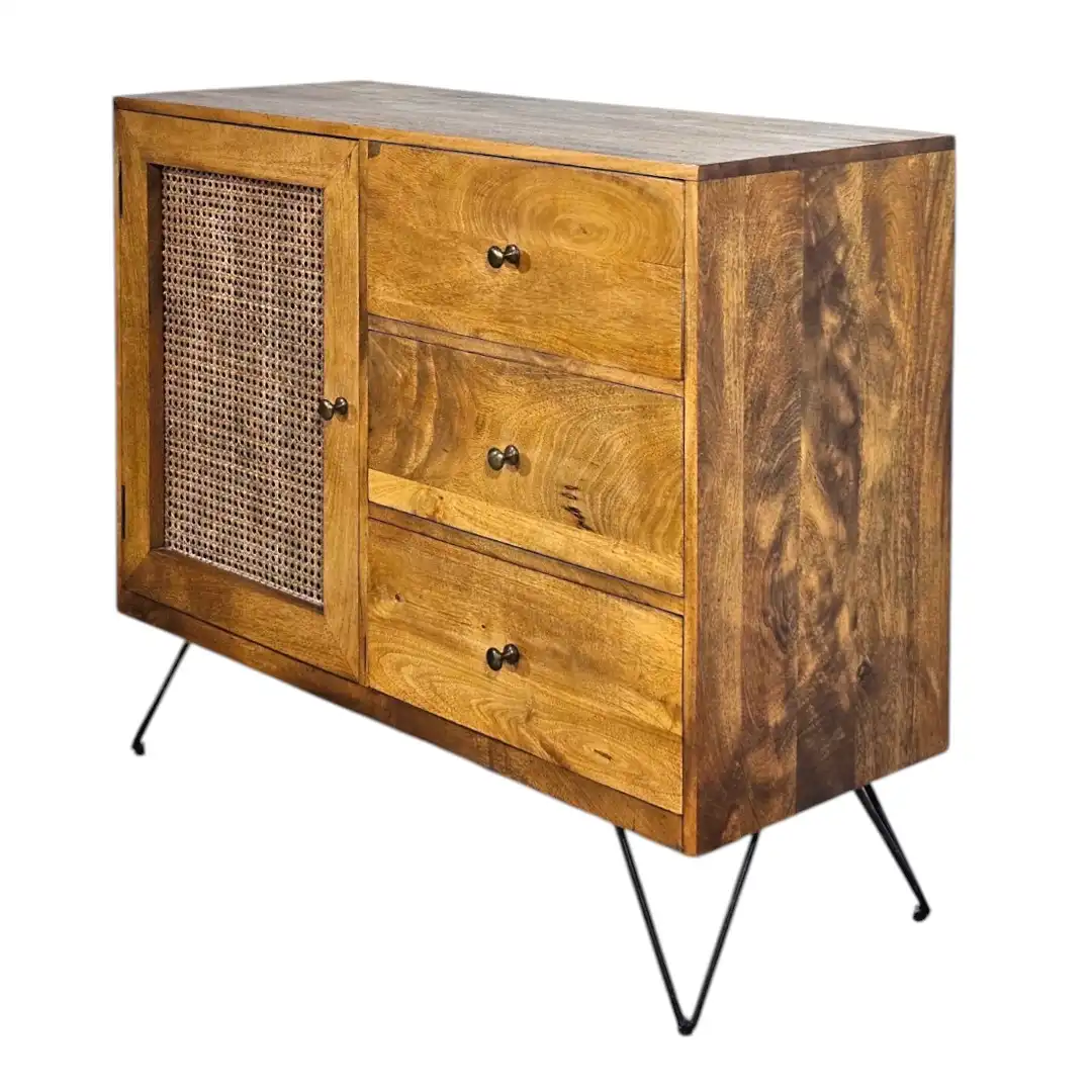 The Anglo-Indian Rattan & Mango Wood Sideboard