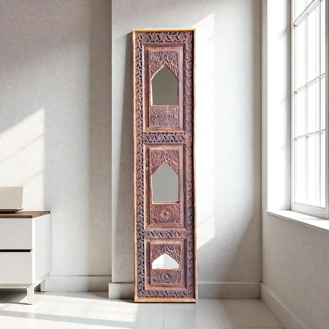 Arché Miroir Sculptural "Kasbah" | Hand-Carved Arch Mirror Panel