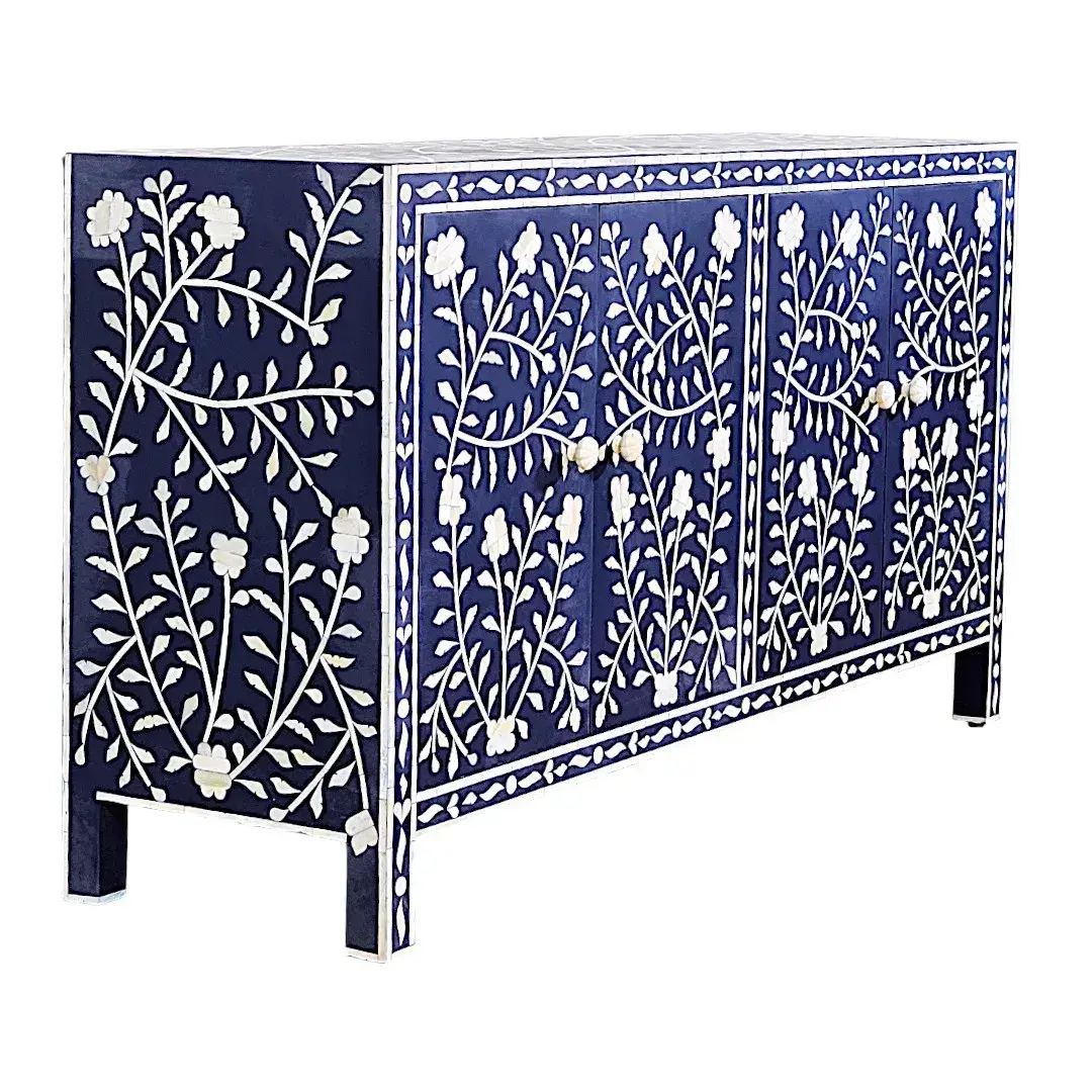 Jameela Floral Inlay 4-Door Sideboard