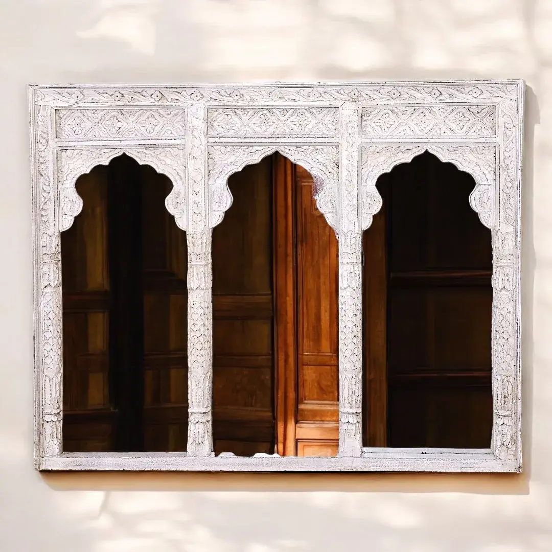 Andalus Triple Arch Hand-Carved Wall Mirror