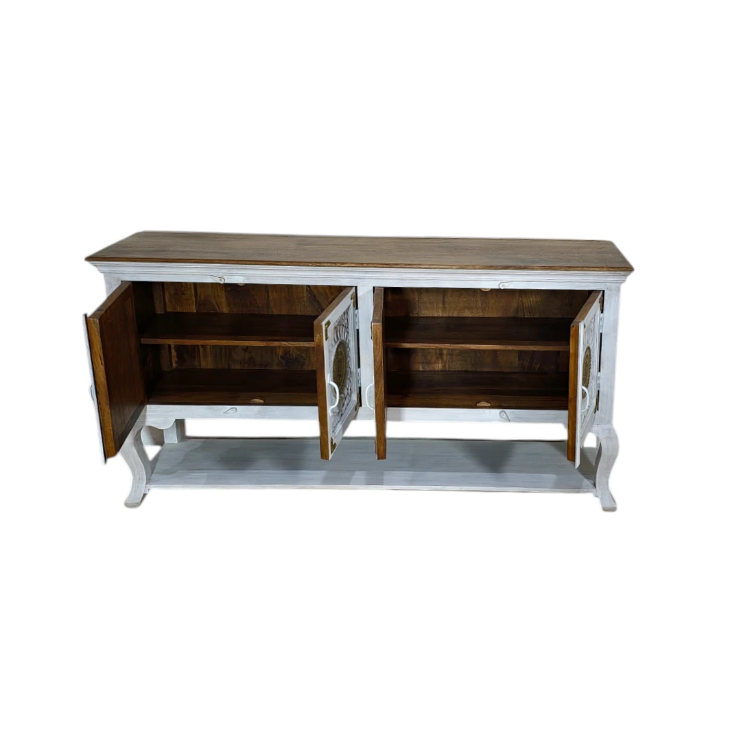 The “Opal Bloom” Artisan-Carved Credenza