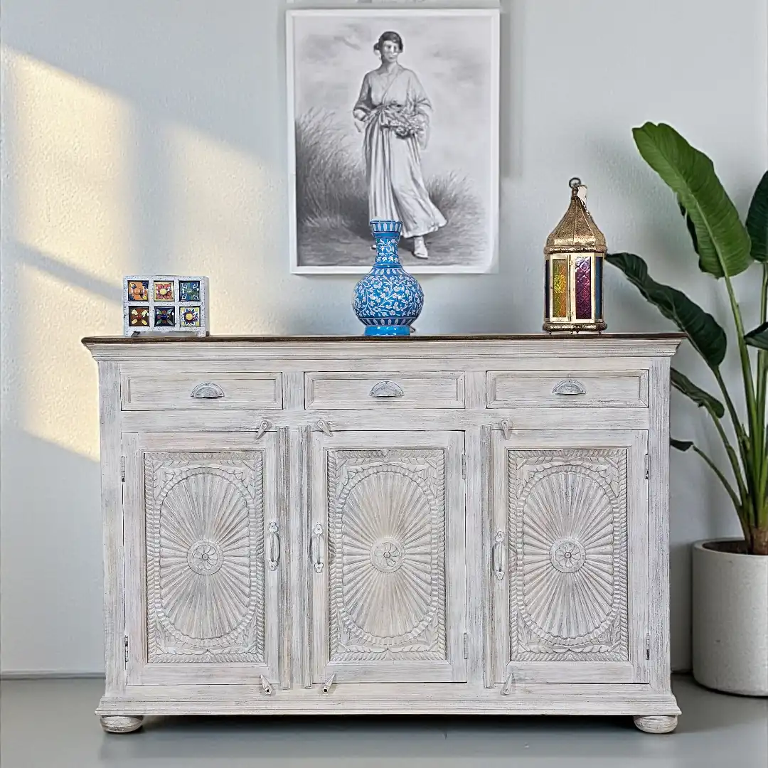Heritage Medallion Solid Mango Buffet (Mueble de Lujo)