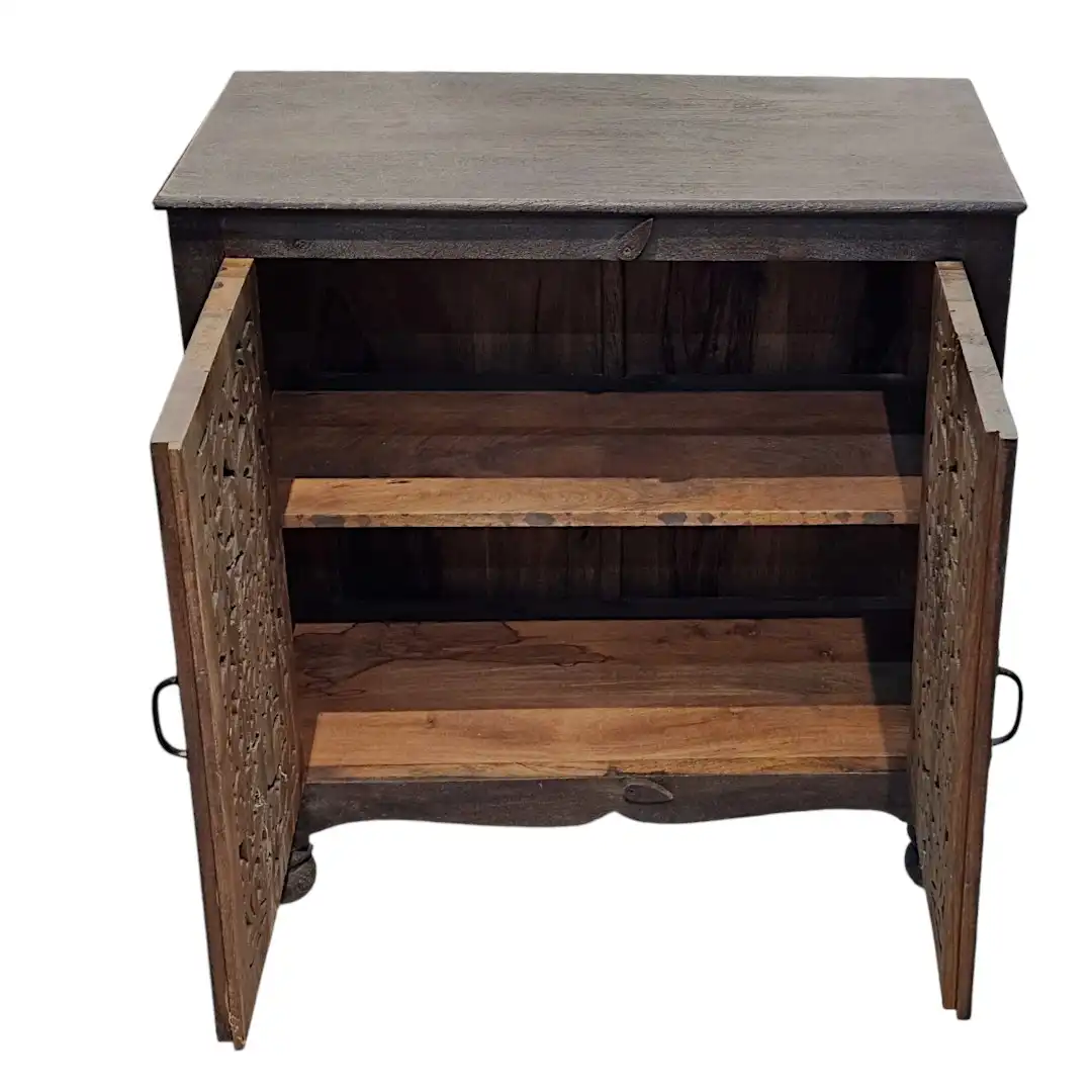 Artisanal Mango Wood Botanical Cabinet