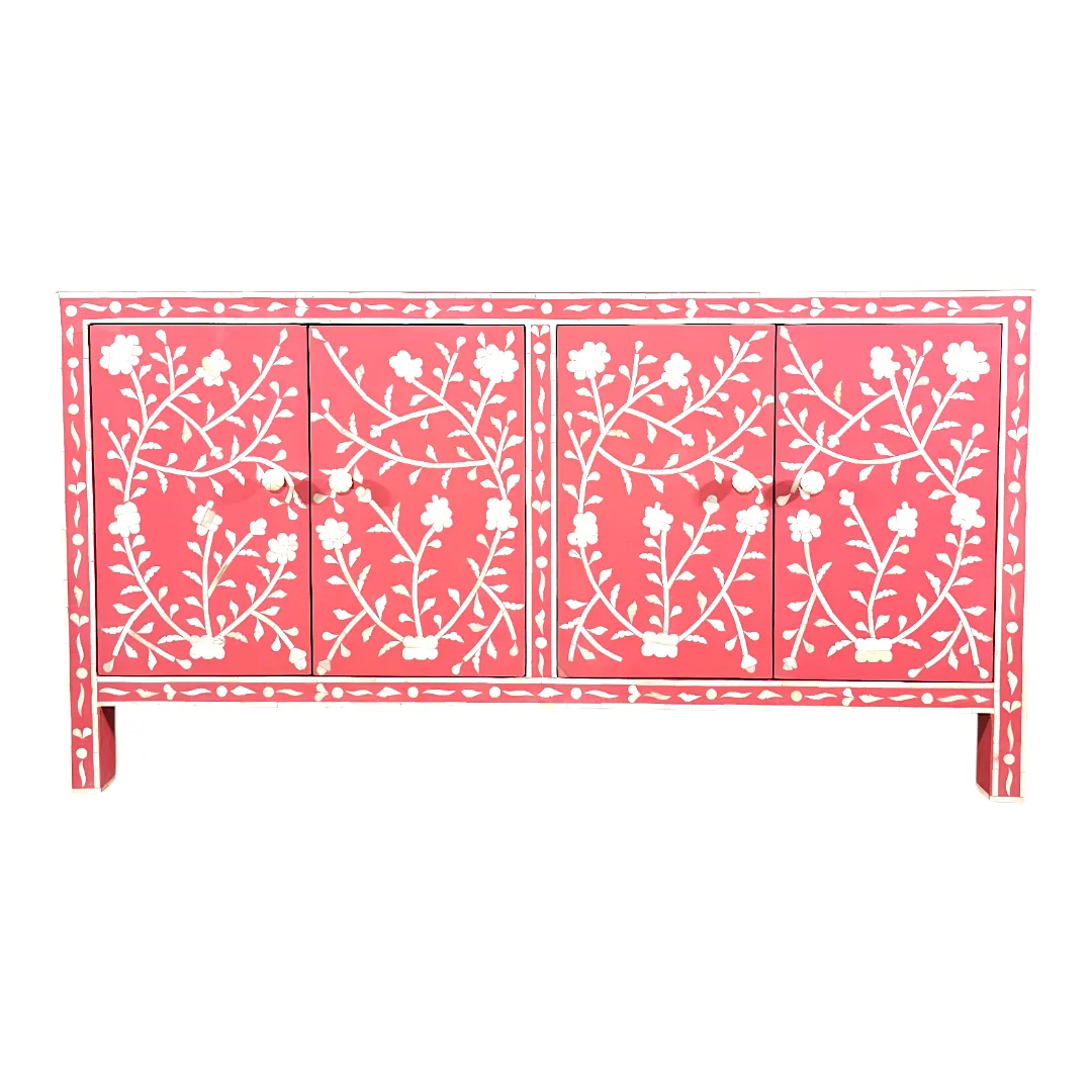 Jameela Floral Inlay 4-Door Sideboard