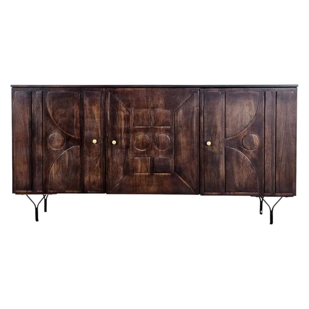 The Gaucho Rhythmic Hand-Carved Mango Wood Credenza
