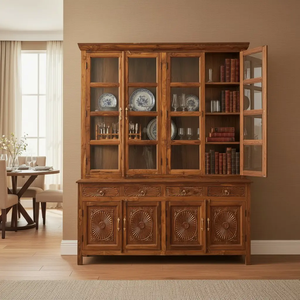 Al-Zubarah Hand-Carved Grand Teak Cabinet