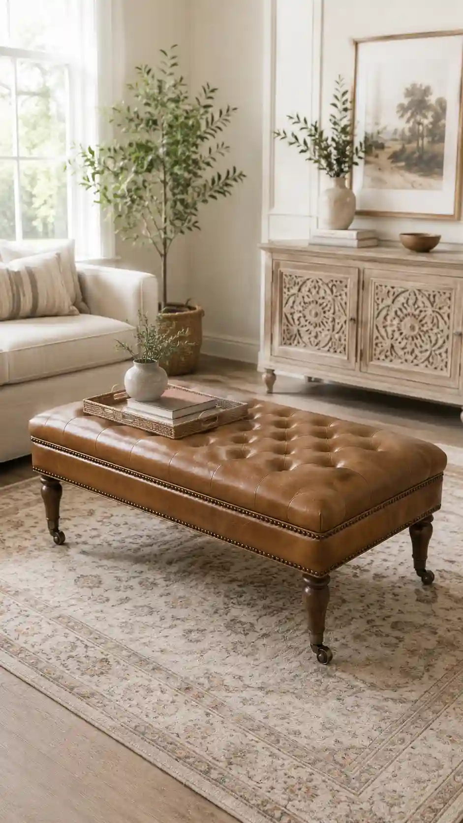 The Topkapi Imperial Tufted Leather Ottoman
