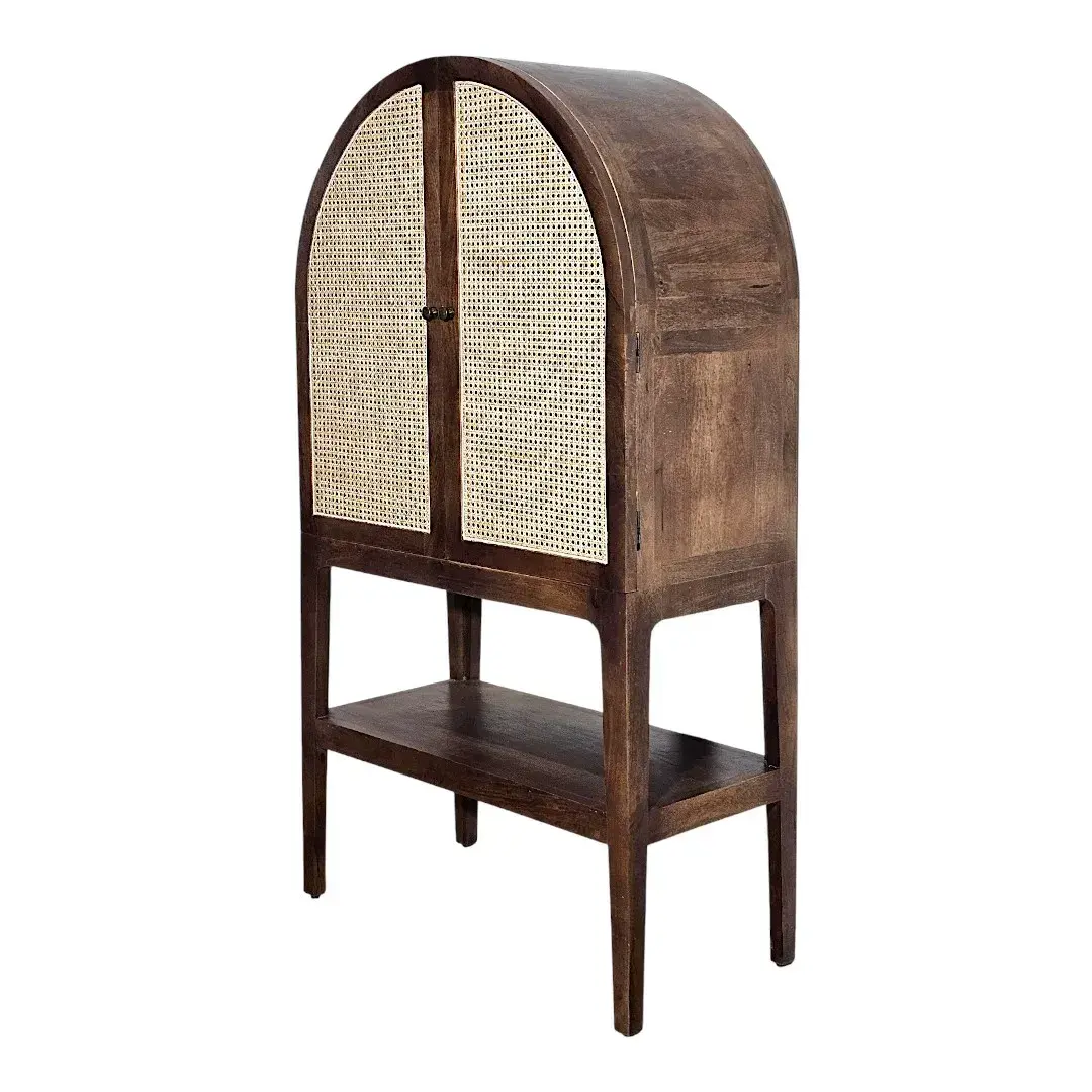 The Arches Cane & Wood Bar Cabinet