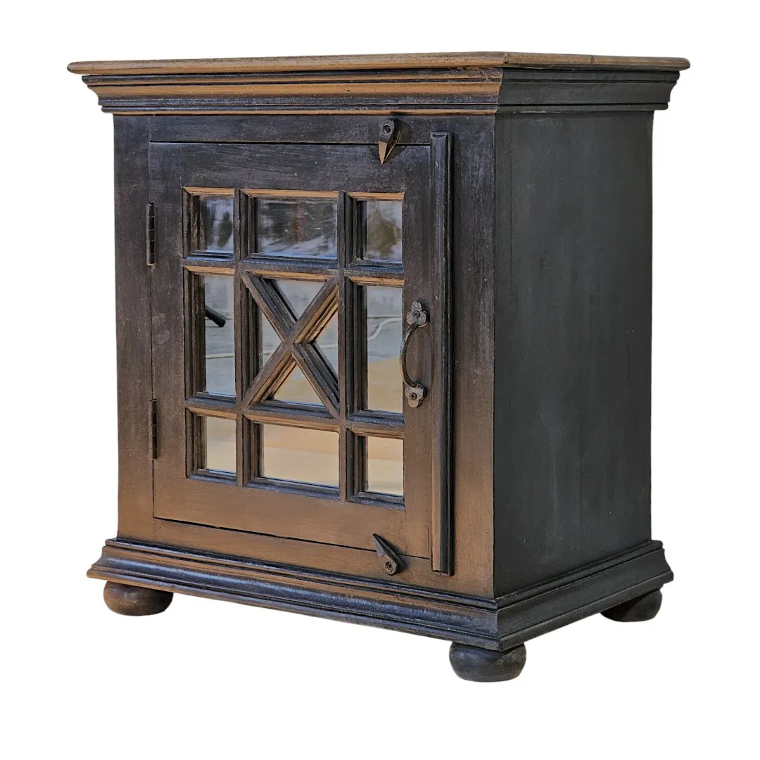 The Ayina-Naqsh Solid Wood Mirrored Bedside Table