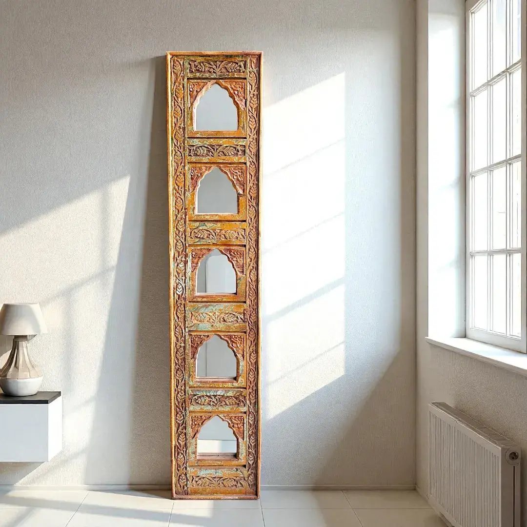 Miroir Moucharabieh 'Saffron' | Sun-Kissed Jharokha Mirror Panel