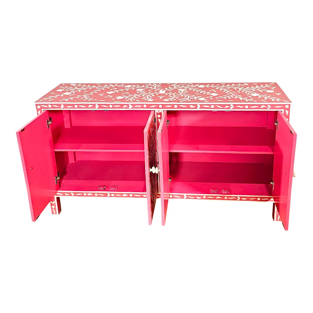 Jameela Floral Inlay 4-Door Sideboard
