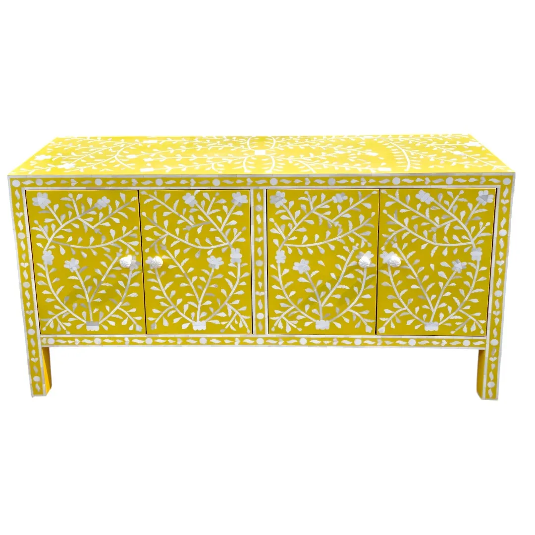 Jameela Floral Inlay 4-Door Sideboard