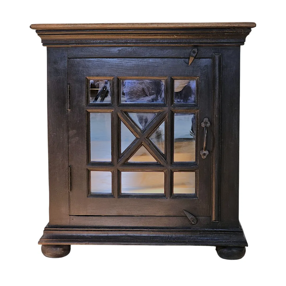 The Ayina-Naqsh Solid Wood Mirrored Bedside Table