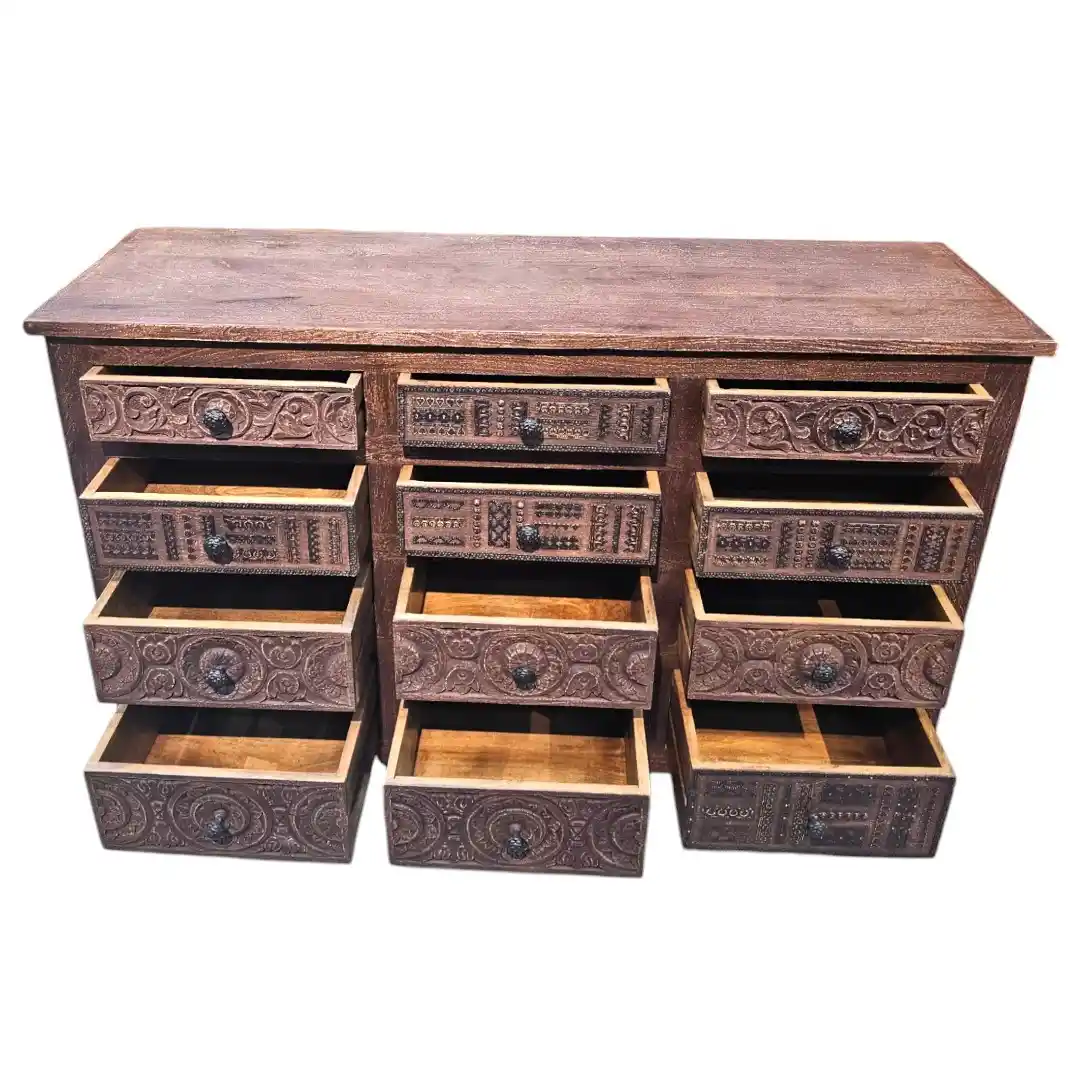 The Terraced Medal Carved Solid Wood Chest