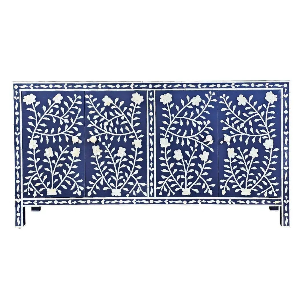 Jameela Floral Inlay 4-Door Sideboard