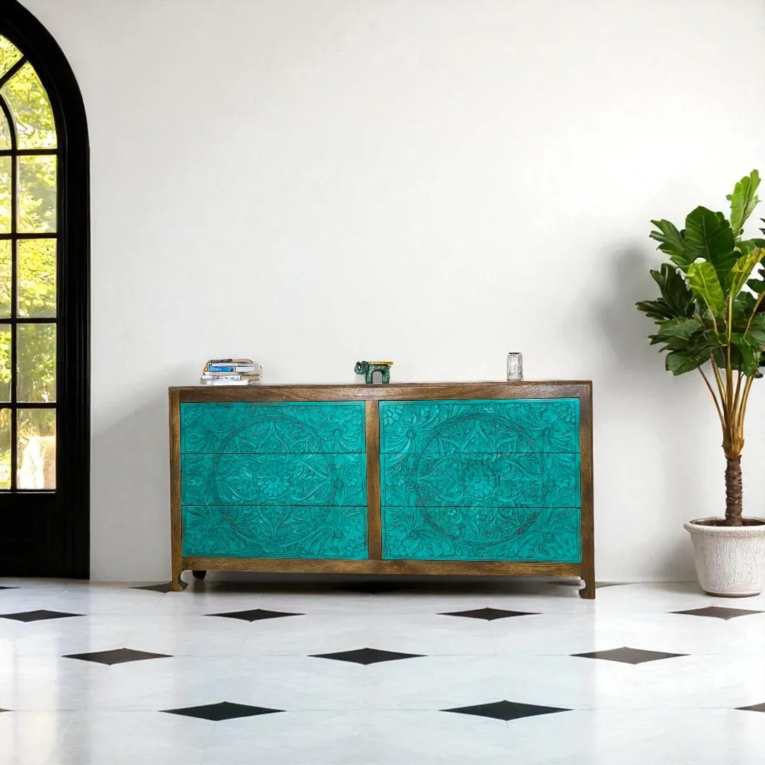 Verdant Bloom Artisan Credenza
