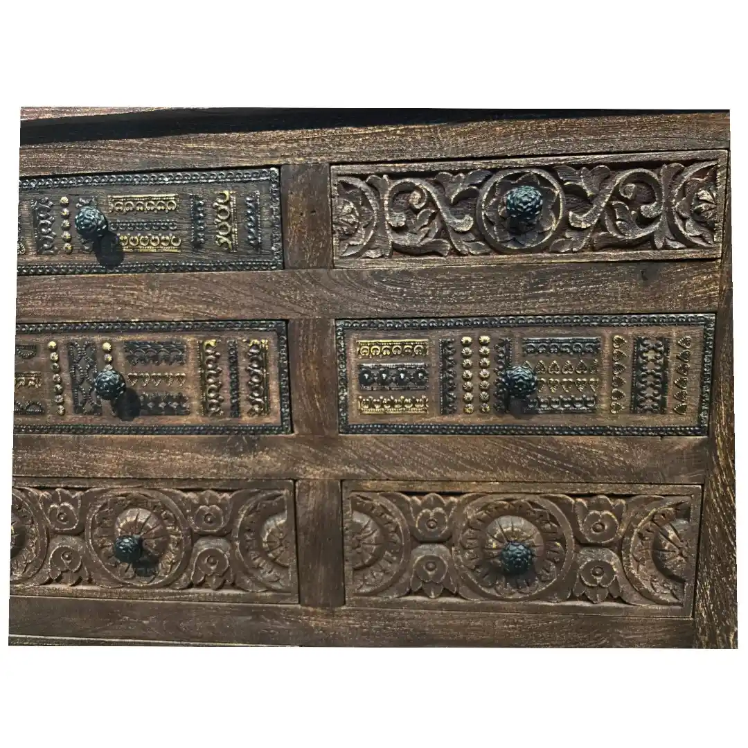 The Terraced Medal Carved Solid Wood Chest