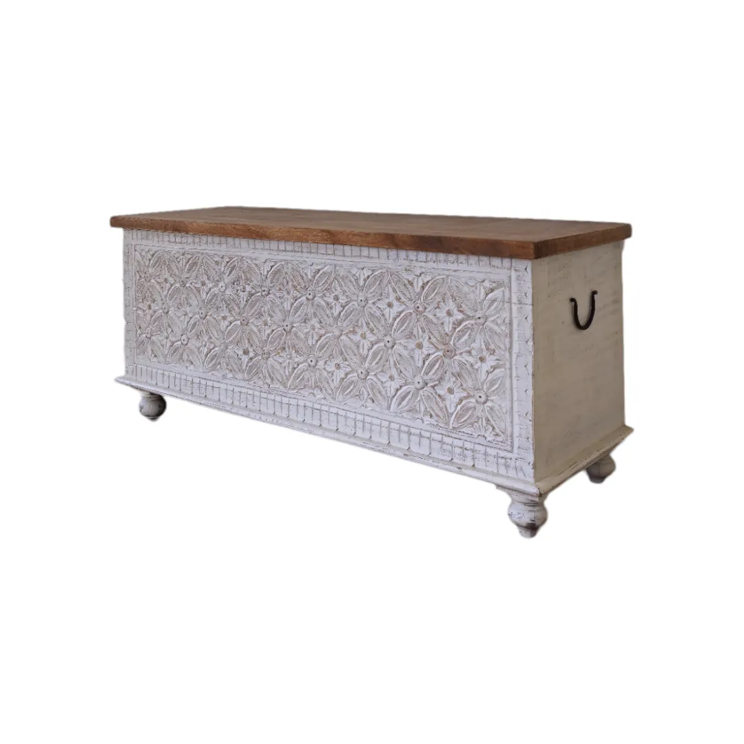 Floral Carved Storage Trunk