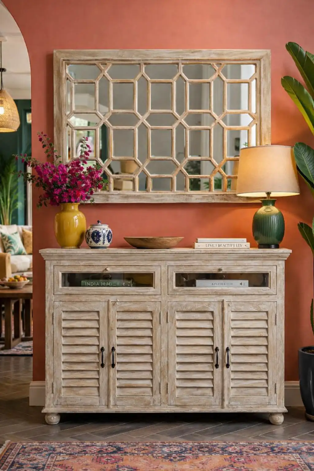 The Vetro Clarified Sandblasted Mango Wood Shutter Sideboard