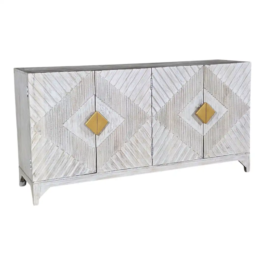 The Fortress Chevron Brutalist Sideboard