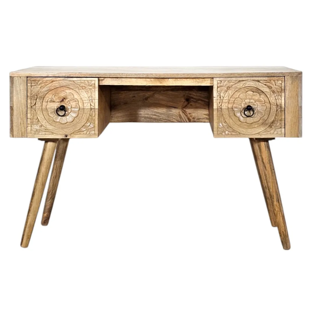 Ashoka Hand-Carved Solid Mango Wood Vanity Desk