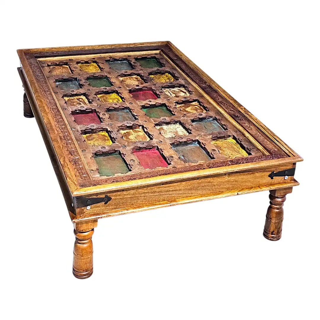 The Kaleidoscope Mosaic Haven Carved Wooden Coffee Table