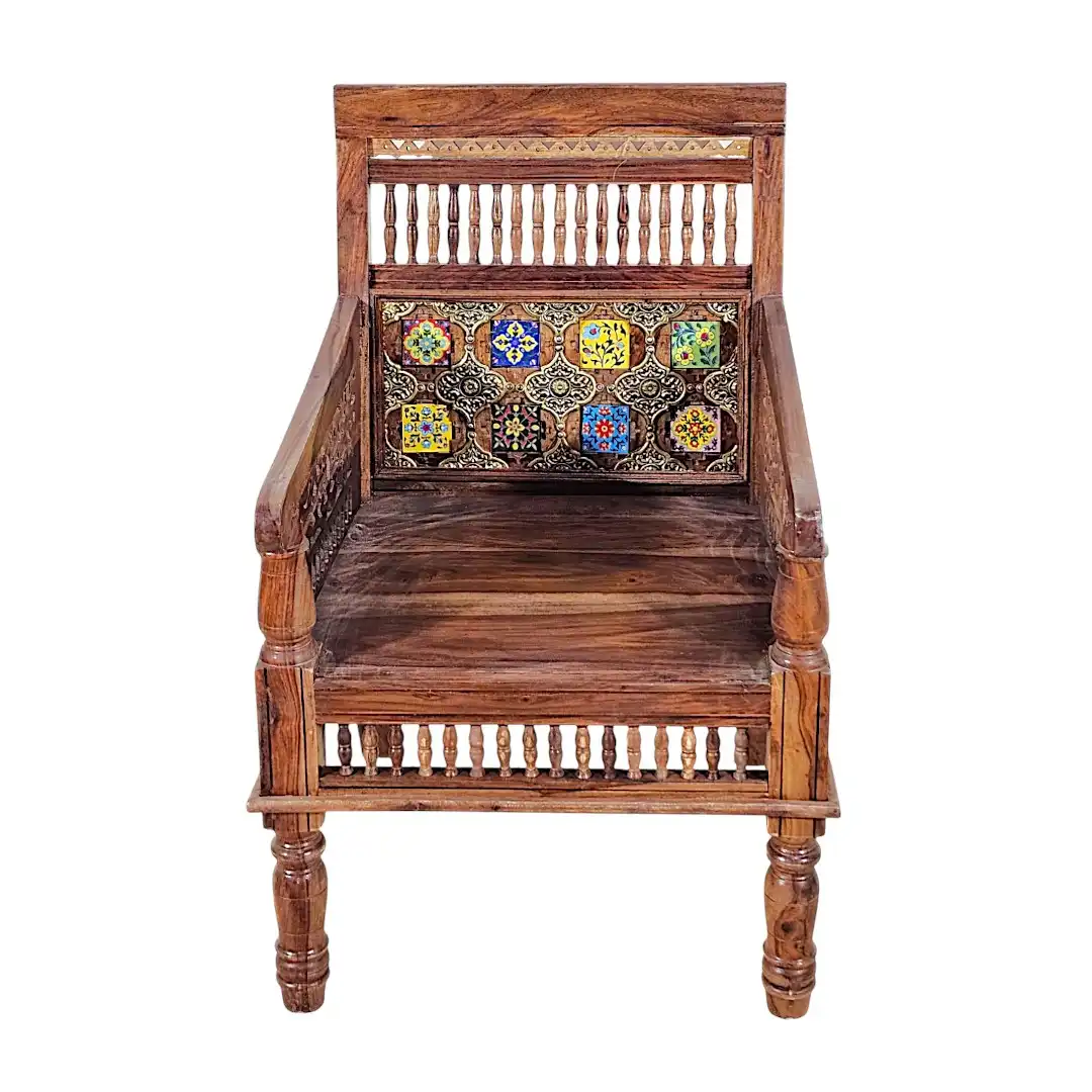 Shah Jahan Rosewood Geometric Sofa & Armchair Set