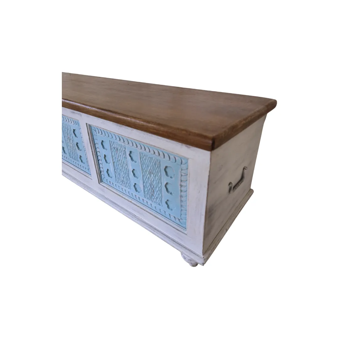 Carved Two-Tone Storage Trunk