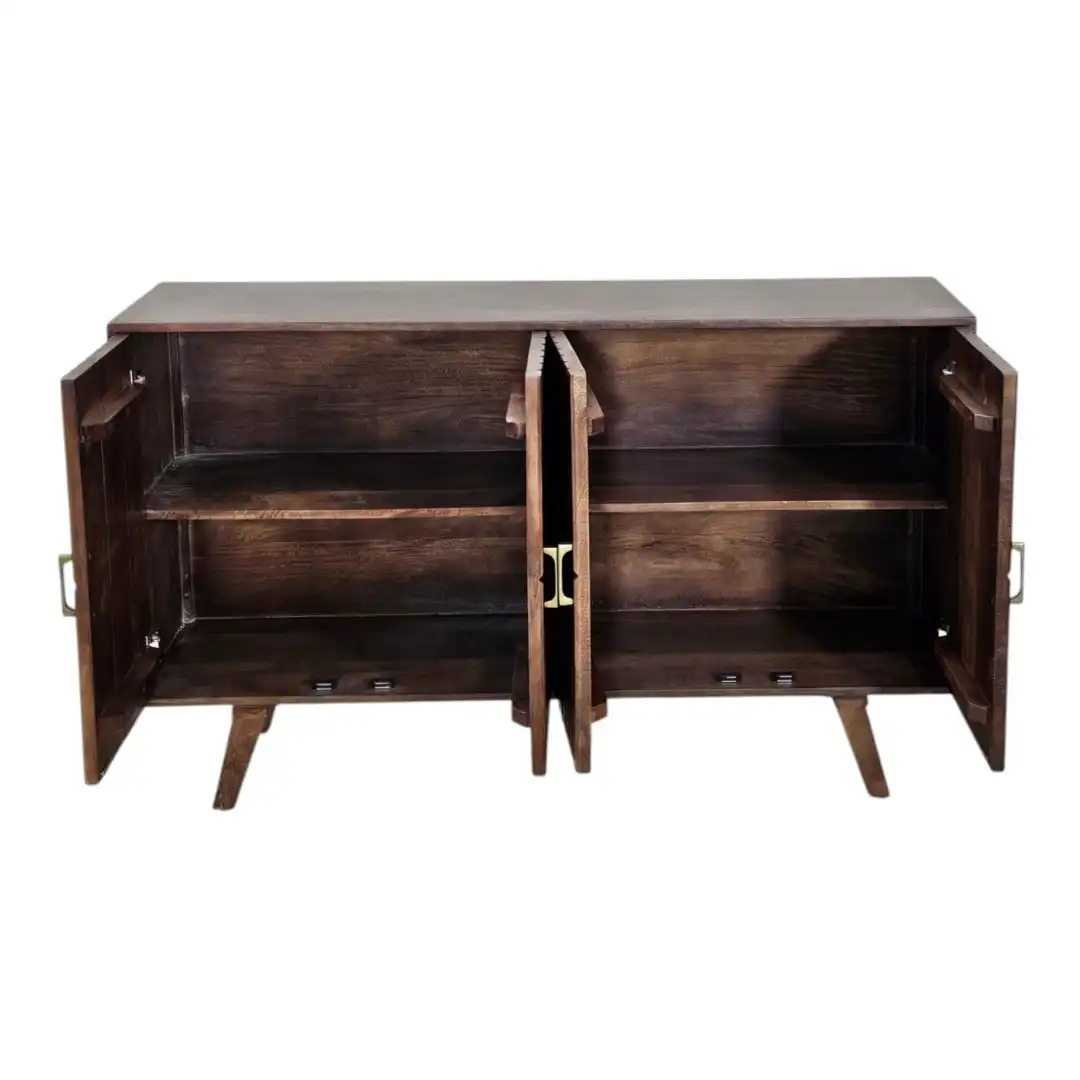 The Deco Geometries Hand-Carved Solid Wood Sideboard