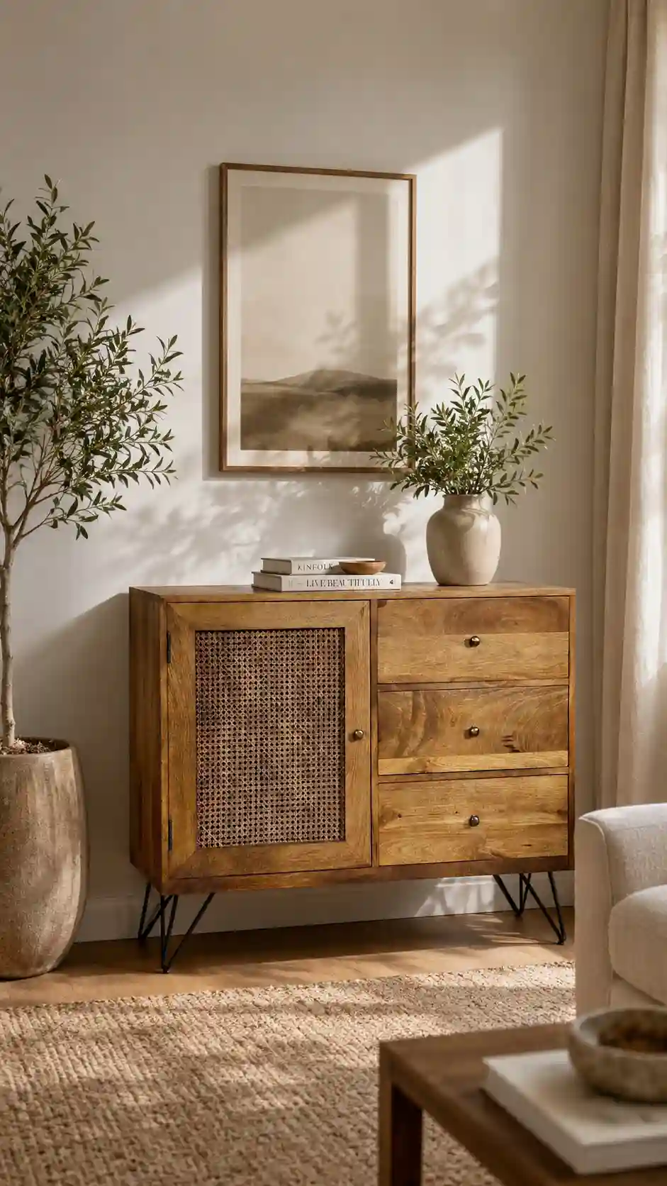 The Anglo-Indian Rattan & Mango Wood Sideboard