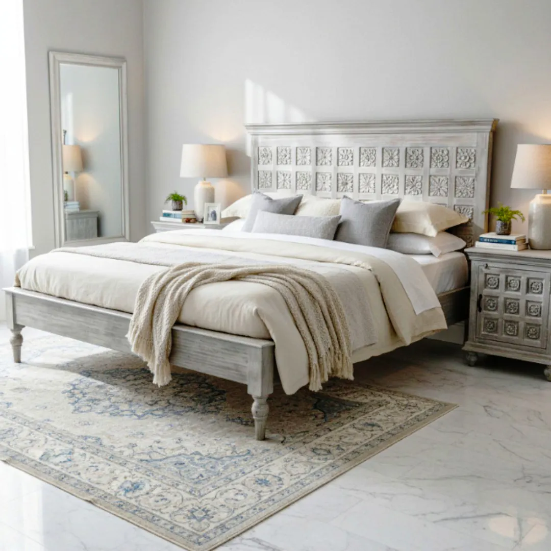 Savannah Hand-Carved Panel Bed