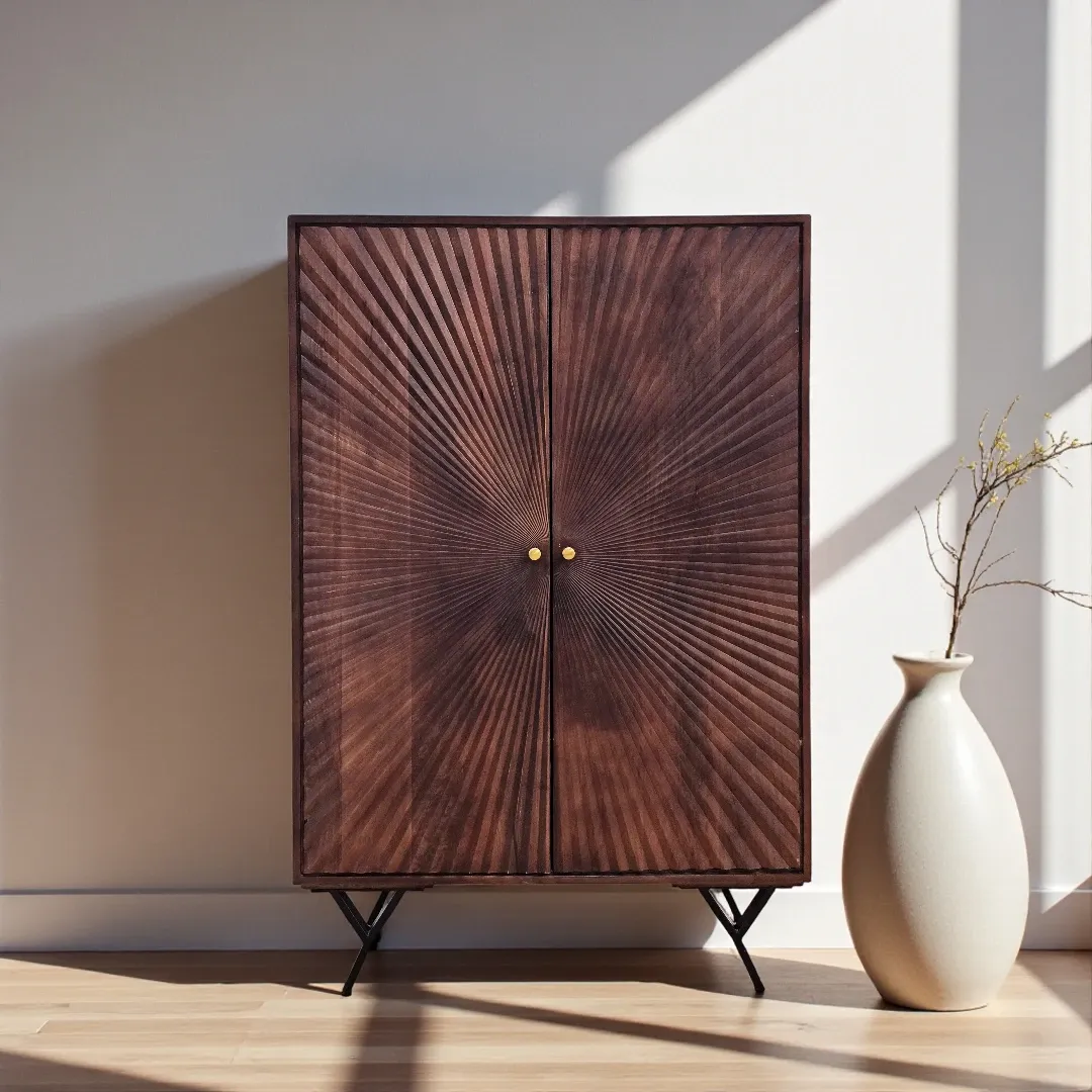 Sunbeam Carved Wood Cabinet