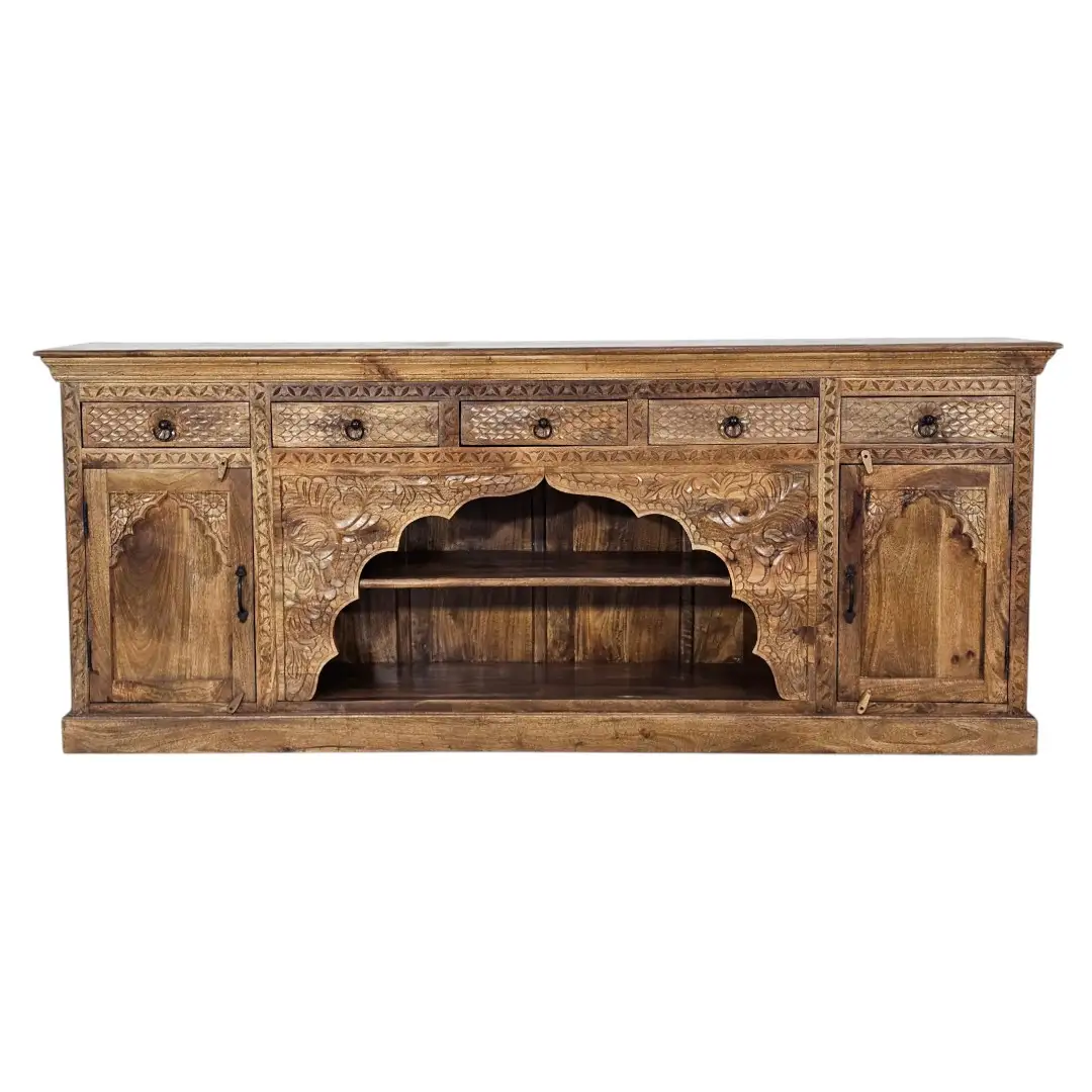 The Agra Mughal Carved Mango Wood Credenza