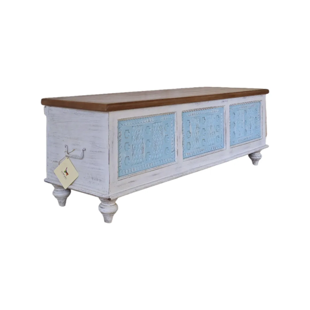 Carved Two-Tone Storage Trunk