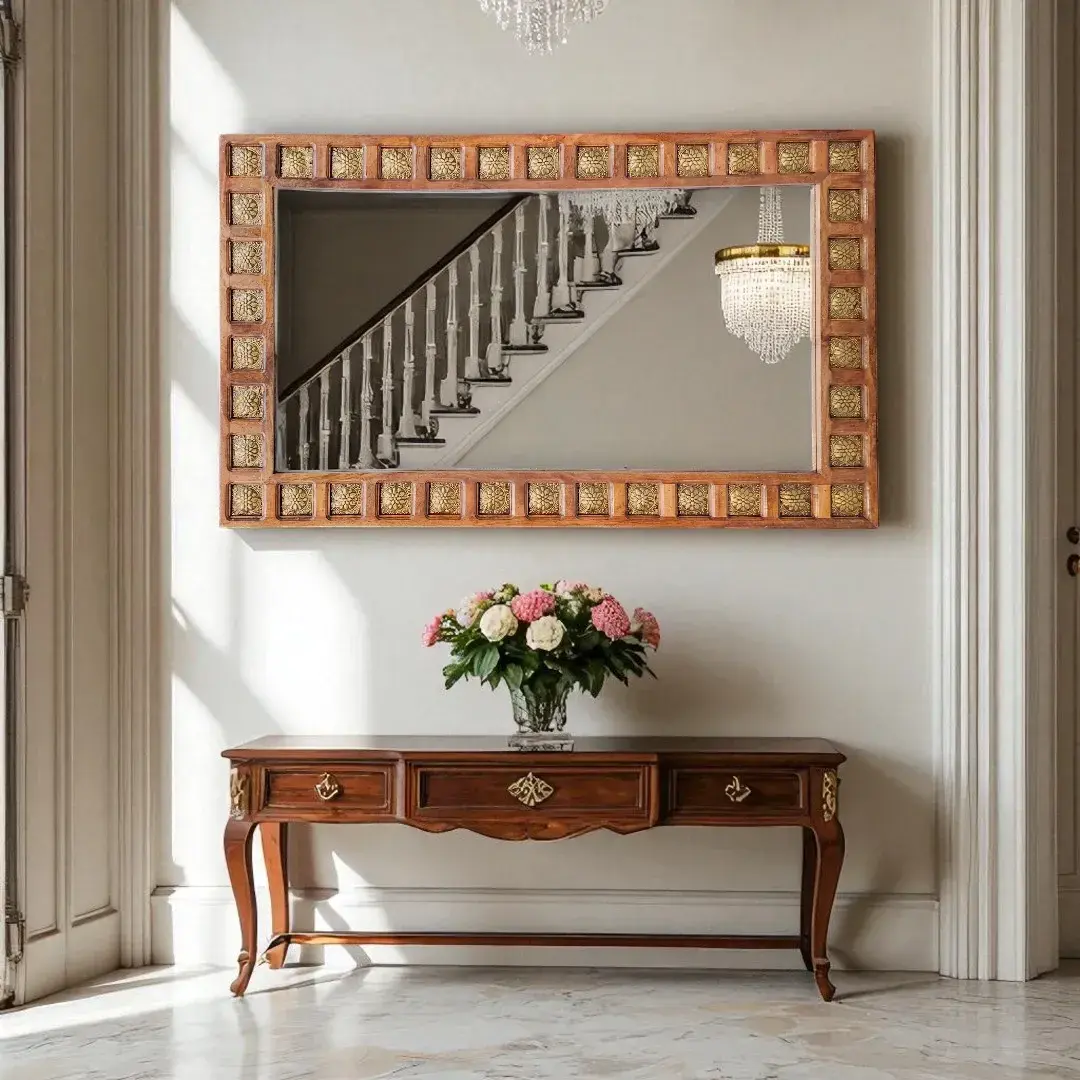 The Zahara Brass Inlay Mirror