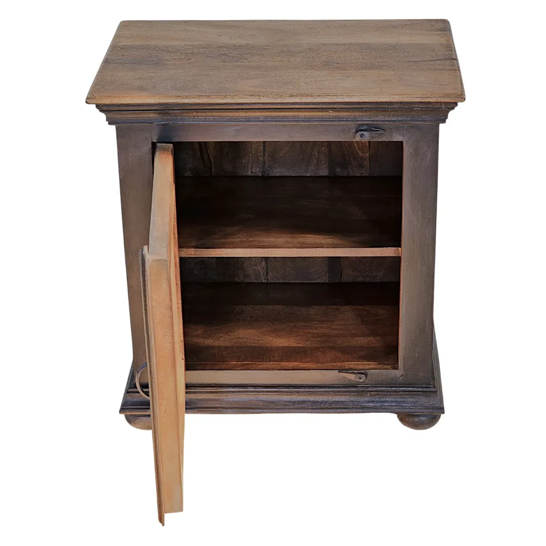 The Ayina-Naqsh Solid Wood Mirrored Bedside Table