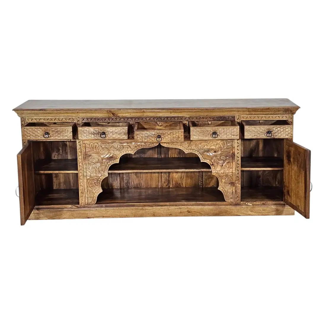 The Agra Mughal Carved Mango Wood Credenza