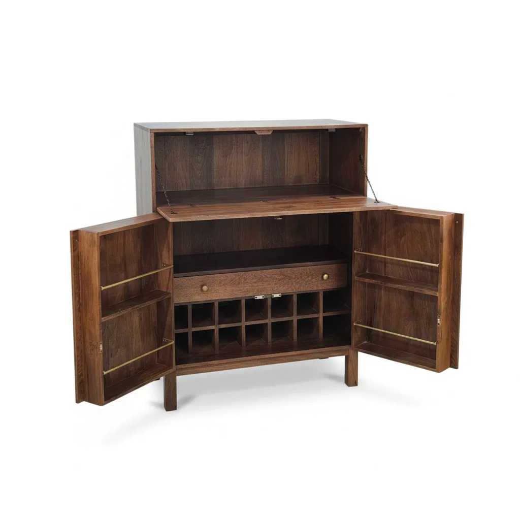 The Moderno Dual-Zone Drop-Front Bar & Coffee Cabinet