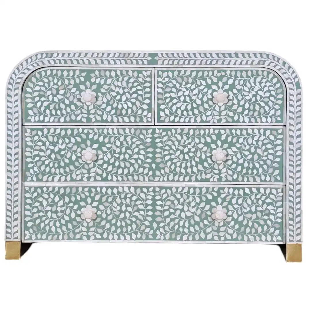 Al-Amira Floral Bone & Brass Inlay Chest