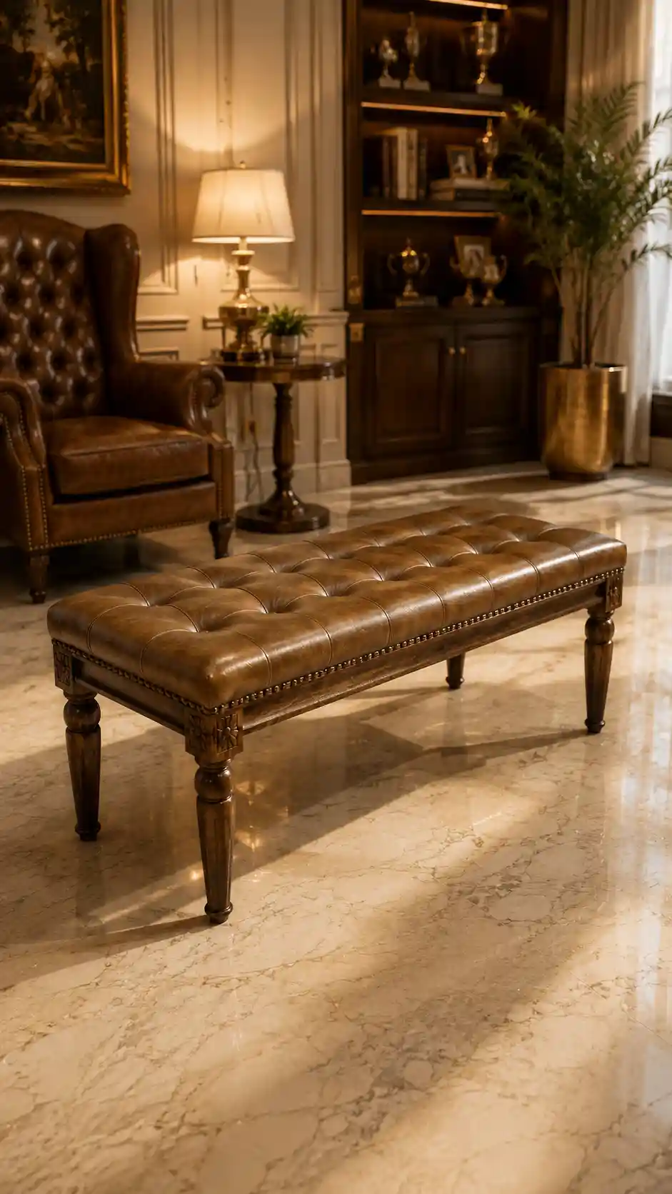 The Chesterfield Heritage Leather Bench