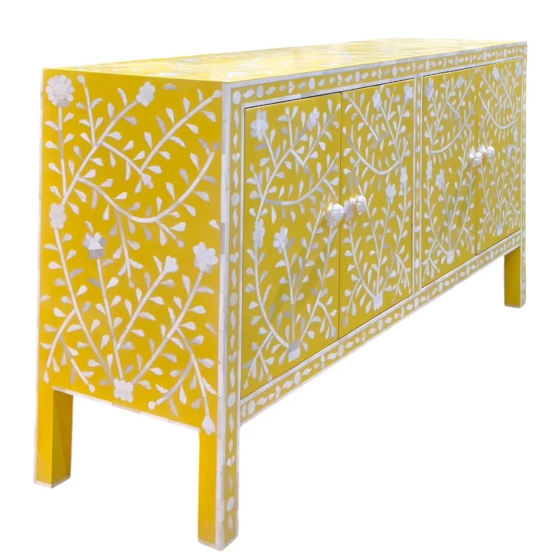 Jameela Floral Inlay 4-Door Sideboard