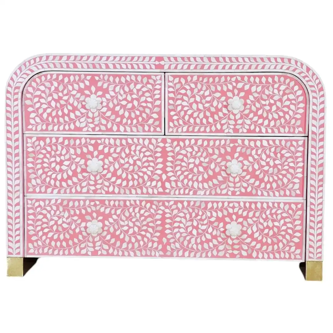 Al-Amira Floral Bone & Brass Inlay Chest