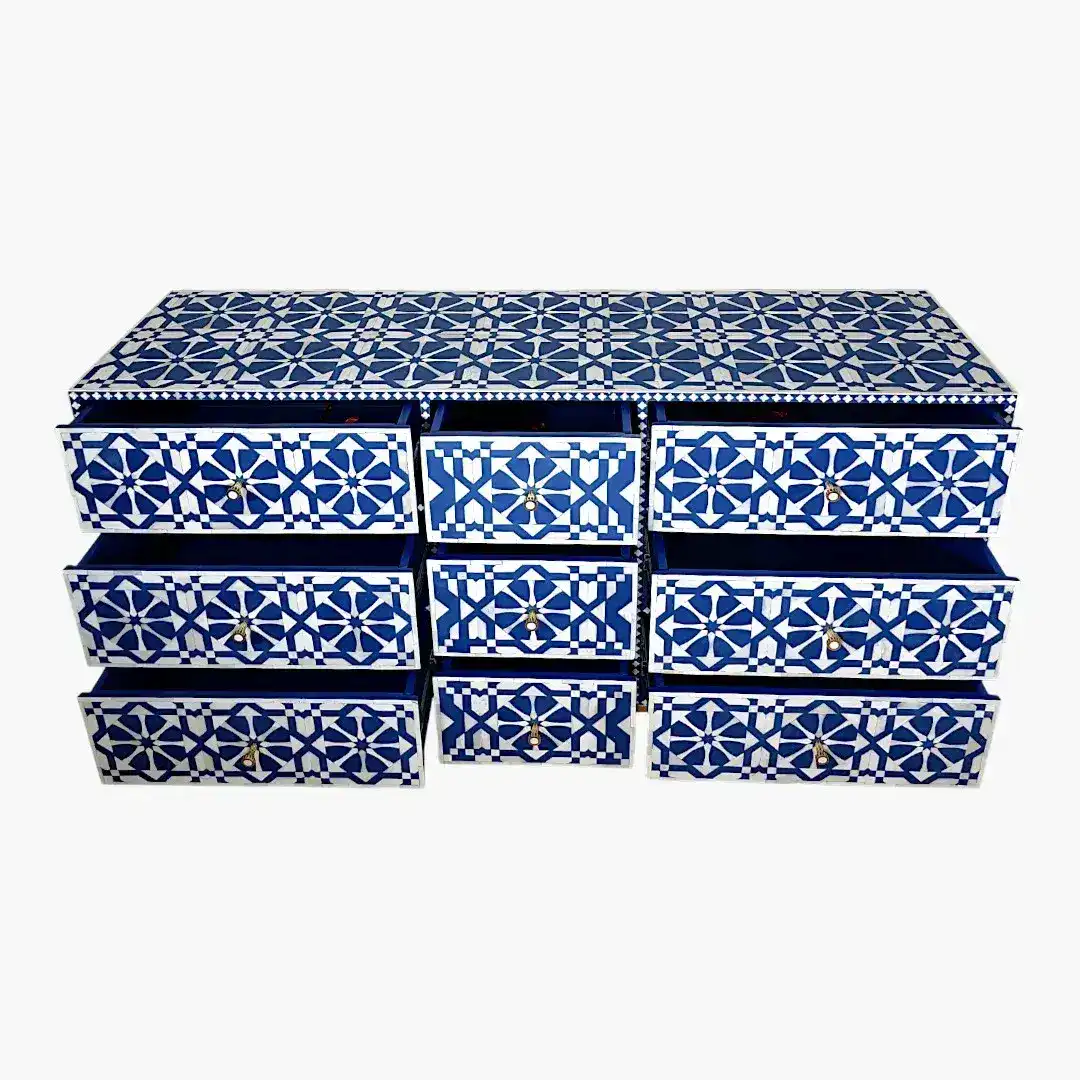 Layla Zarqa Collection – Artisan Bone Inlay Chest Of Drawer
